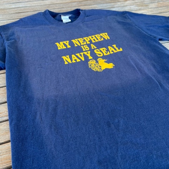 VTG Navy Seal Hanes Beefy T Shirt My Nephew is a Navy Seal LRG Armed Forces READ - Picture 4 of 9
